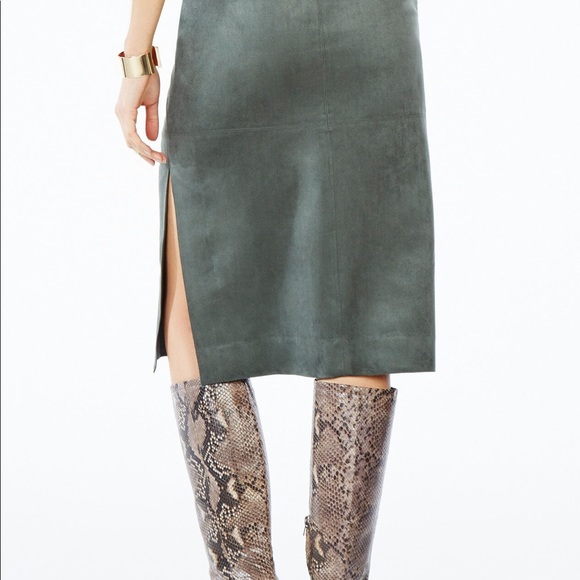 BCBG Suede Midi Skirt with Slit - Picture 2 of 5